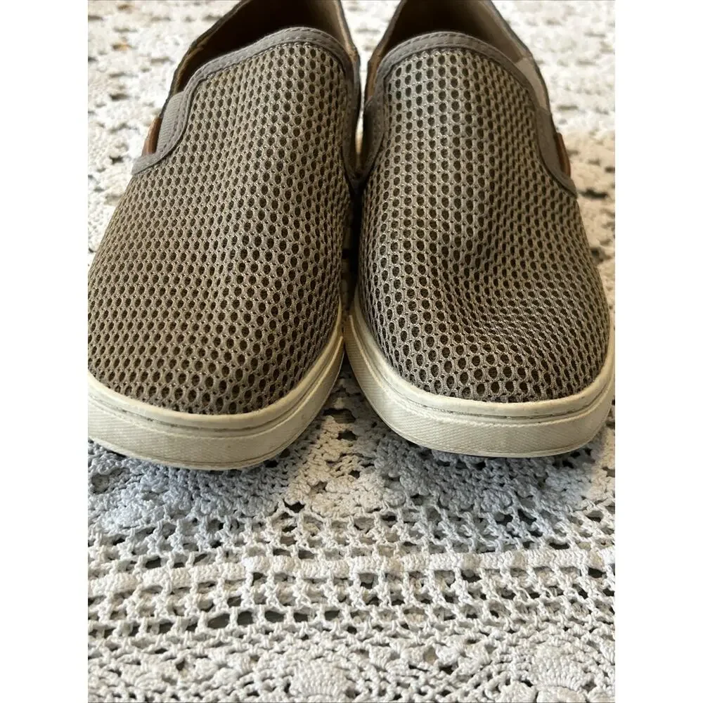 OluKai Women's Taupe Mesh Slip-On Flats